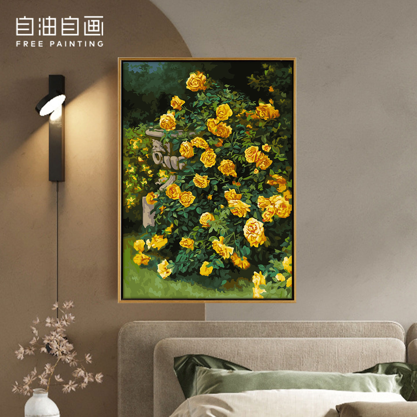 自油自画diy数字油画玫瑰晚叙