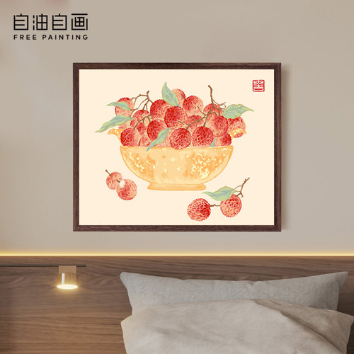 自油自画 数字油画diy手绘手工填充填色减压丙烯油彩画 顺顺利利
