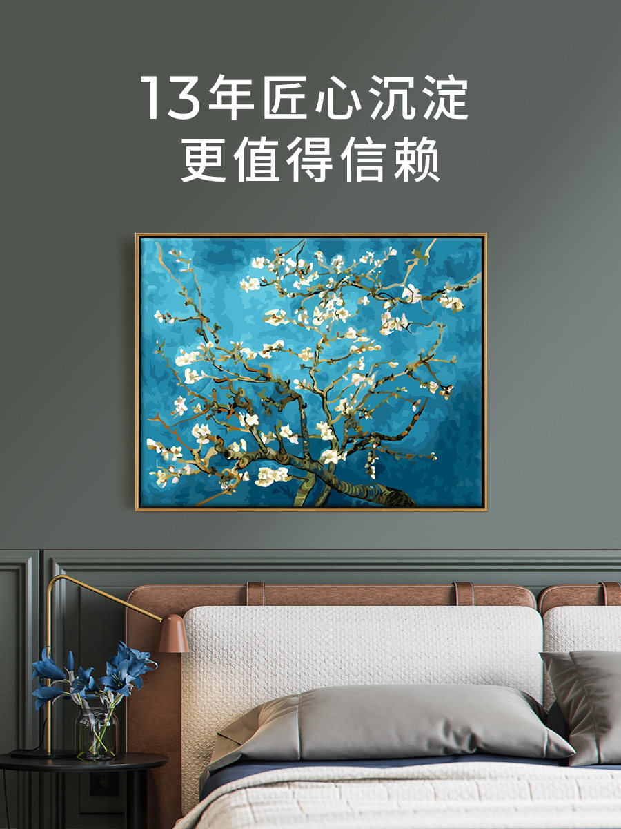 自油自画 数字油画diy 成人手工填色涂色手绘填充油彩画 梵高杏花