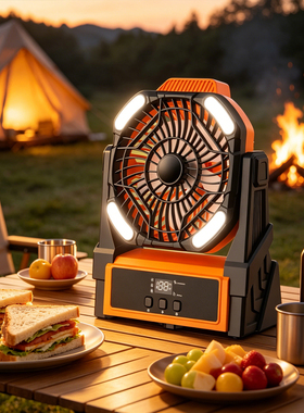 Camping Fan露营风扇户外帐篷长续航灯USB充电照明大风力立挂风扇
