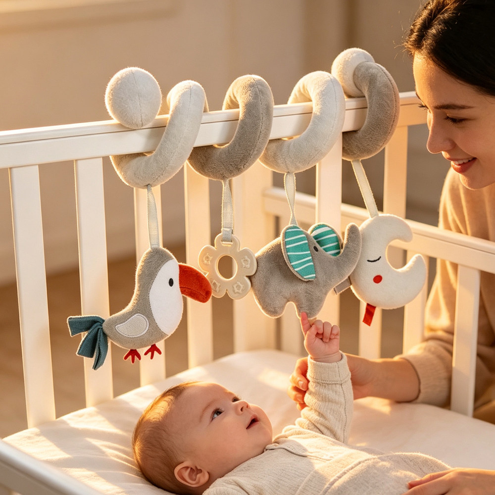 跨境Early education toys动物床绕 婴儿早教玩具床挂手推车挂件