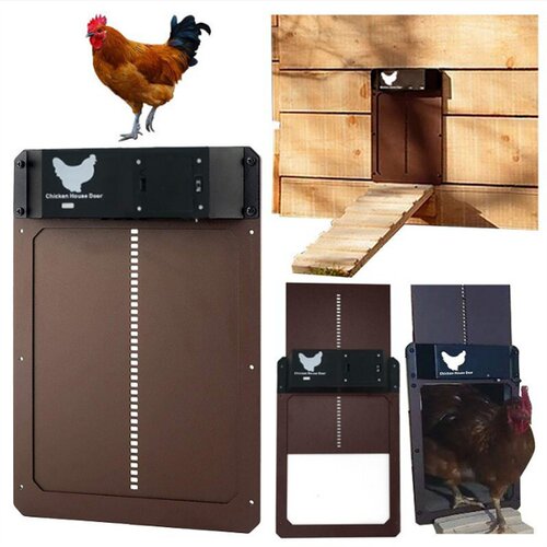 跨境Chicken coop door家用自动光感鸡舍门小鸡窝宠物门鸡窝门