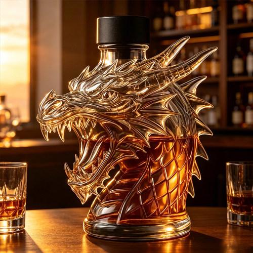 跨境Godzilla Whiskey Bottle 怪兽恐龙哥斯拉龙头造型威士忌酒瓶