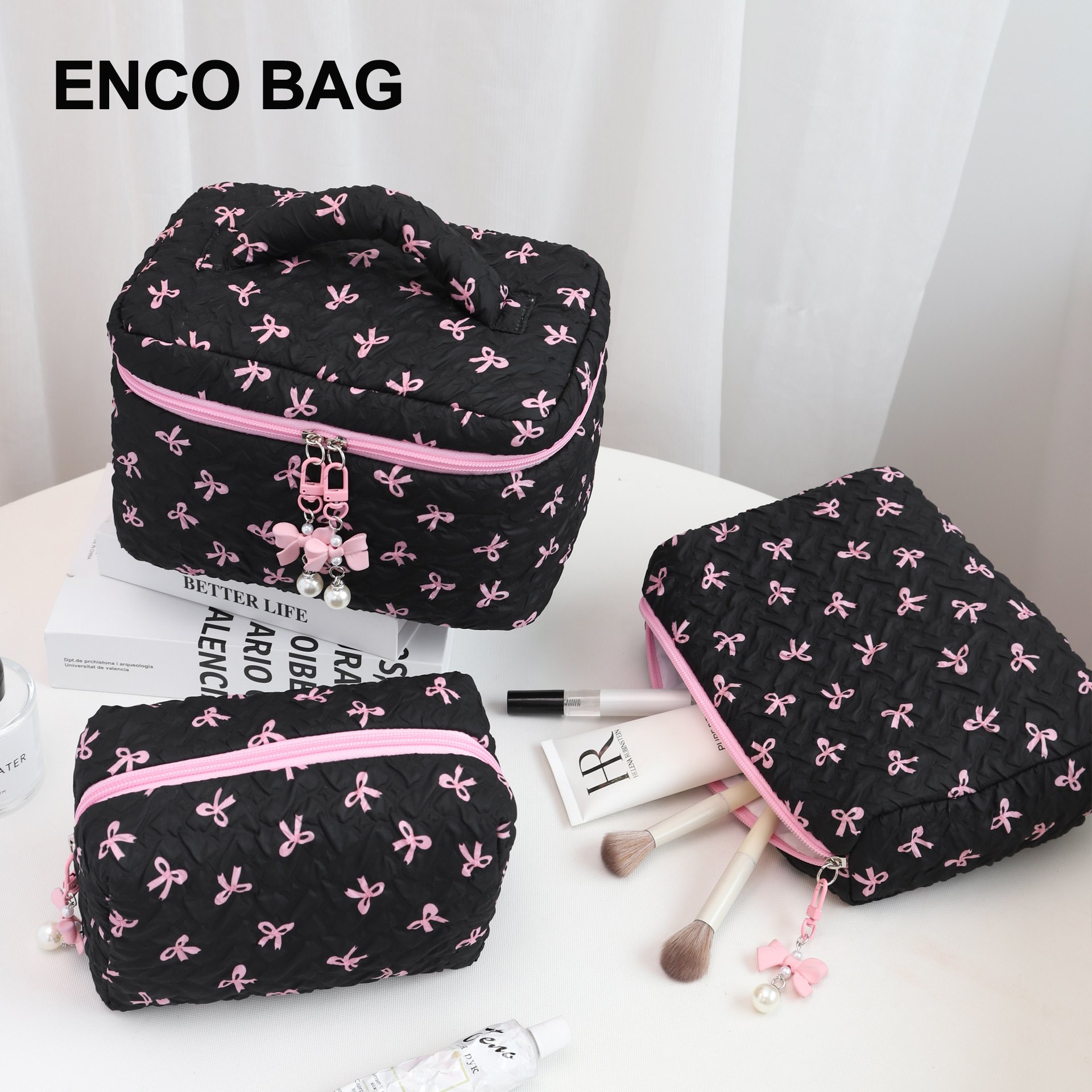 makeup bag蝴蝶结化妆包大容量高级感手拿包手提洗漱包女化妆品