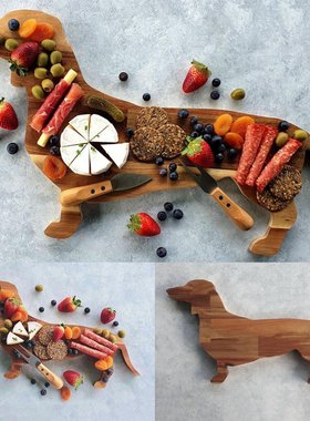 腊肠犬餐盘木质装饰托盘Dachshund Dog Shape Aperitif Board
