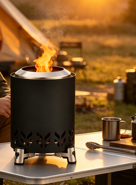 Heating stove 18cm户外野营无烟柴火炉不锈钢火炉篝火炉取暖炉子