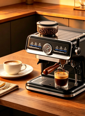 跨境Coffee machine半自动家用意式浓缩咖啡机高压萃取蒸汽打奶泡