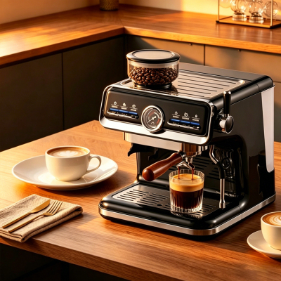 跨境Coffee machine半自动家用意式浓缩咖啡机高压萃取蒸汽打奶泡