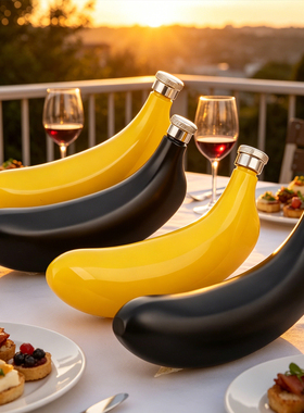 跨境Banana Wine Pot不锈钢5oz香蕉酒壶户外3两小酒壶礼品水壶