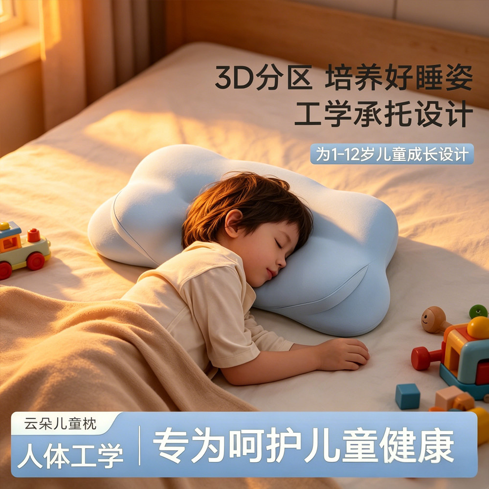 Baby pillow儿童枕云朵枕头3岁6岁宝宝枕头枕芯工学护脊护颈椎