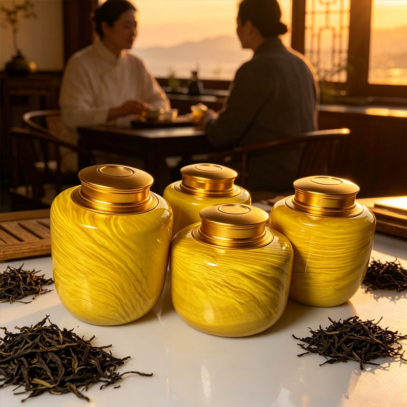 Tea caddy正宗品质金丝楠木大叶楠木茶叶罐实木普洱茶罐收纳罐送