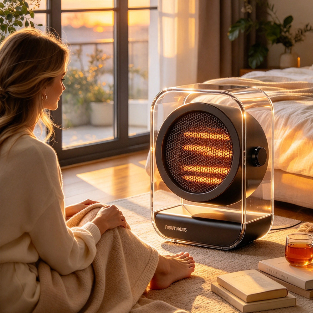 跨境Space heater暖风机桌面办公室取暖器暖脚桌下脚下吹脚小功率