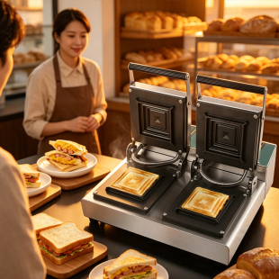 Sandwich maker热压三明治机商用早餐店吐司机面包飞碟汉堡机摆摊
