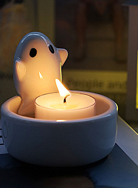 跨境陶瓷幽灵烛台ins风