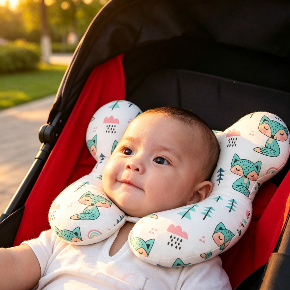跨境Baby pillow新生儿U型枕外出推车宝宝护颈枕婴儿枕头部定型枕