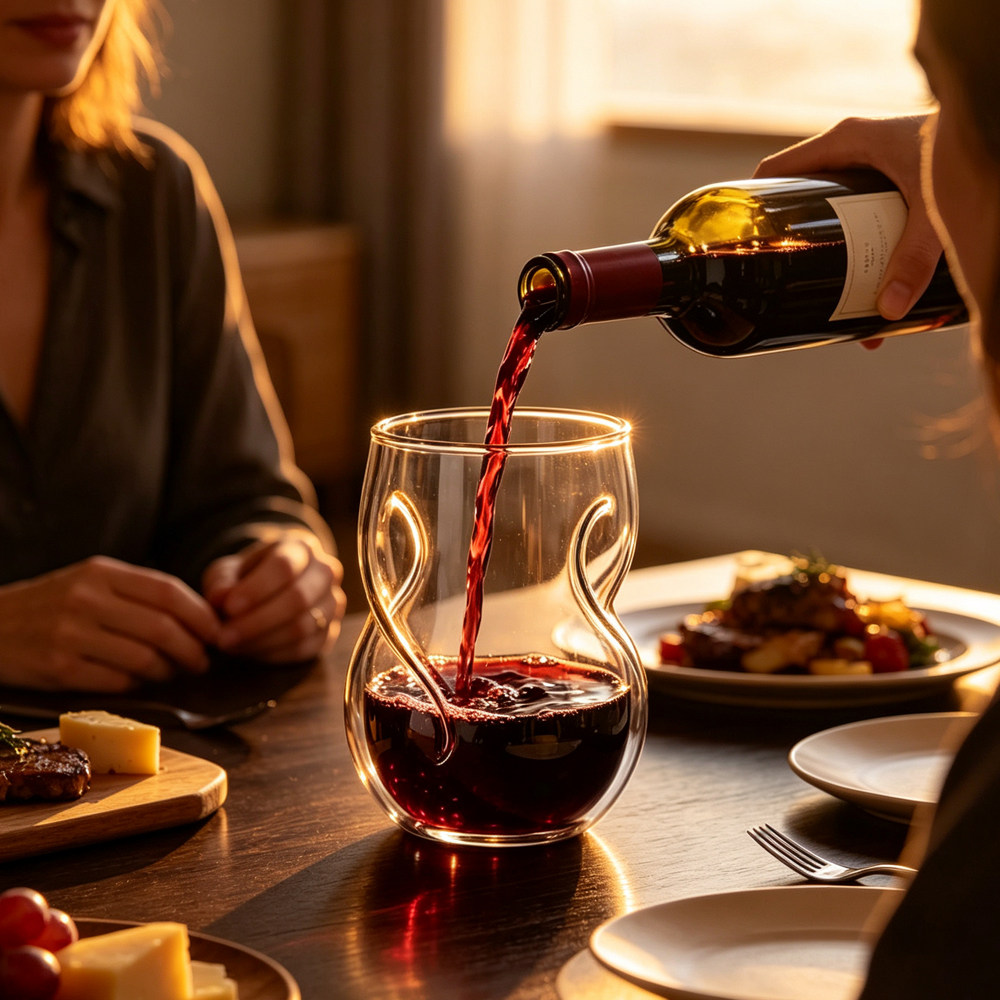 跨境Wine glass高硼硅玻璃威士忌杯KTV酒吧透明拇指杯扭纹红酒杯
