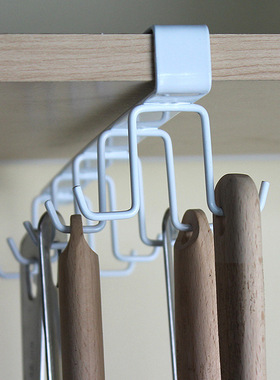日式金属双排十钩挂架免打白色孔橱柜隔板挂架无痕衣柜钩子hanger