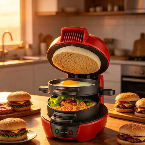 跨境Burger Maker sandwich汉堡机三明治机家用早餐机烤面包机