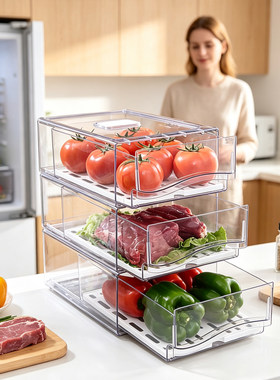 跨境Storage box厨房冰箱收纳盒抽屉式保鲜盒食品级整理收纳盒子