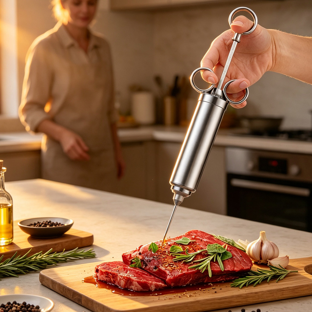Seasoning injector不锈钢调料注射器火鸡针牛扒烤肉烤汁烧烤入味