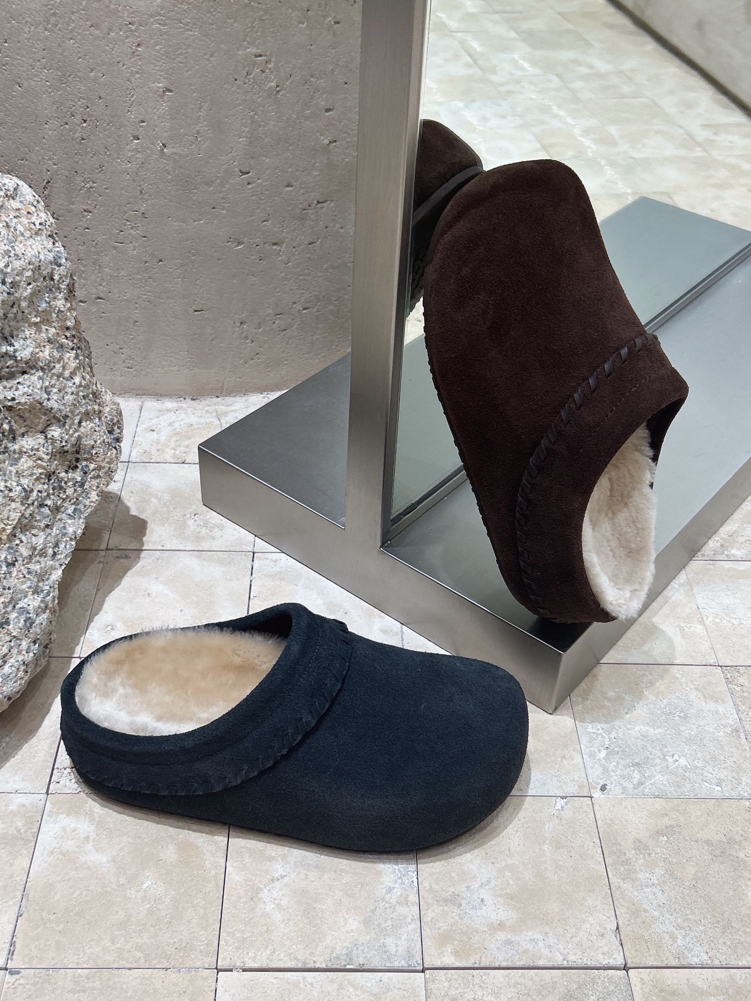 韩版加绒毛毛厚底包头半拖鞋