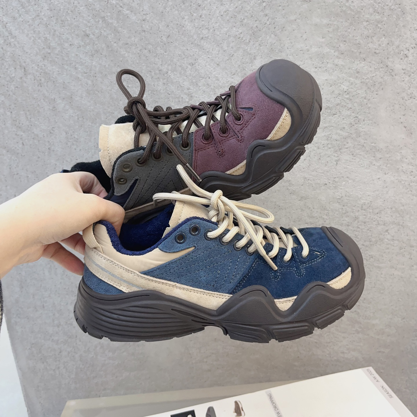 SGIRLTWTW复古拼色厚底老爹鞋