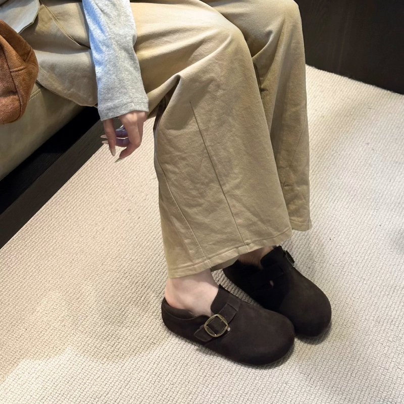 复古风皮带扣磨砂皮加绒保暖勃肯