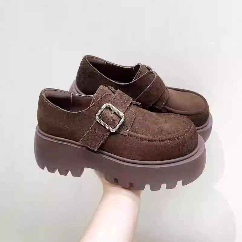 魔术贴增高小皮鞋2024新款百搭