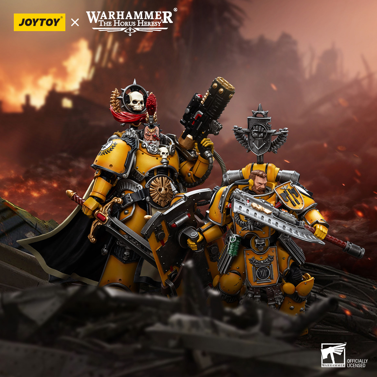 现货JOYTOY暗源战锤40K帝国之拳动力剑执政官和兰恩1:18可动模玩