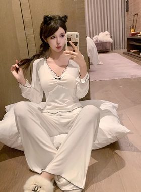 纯棉睡衣女带胸垫甜美套装