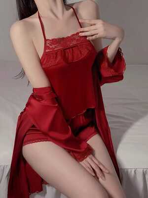 桑蚕丝性感兜肚式吊带短裤睡衣女