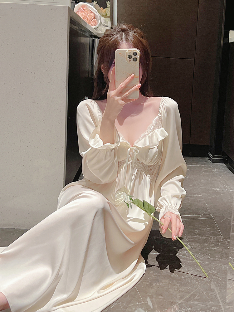 甜美女士蕾丝性感睡裙套装