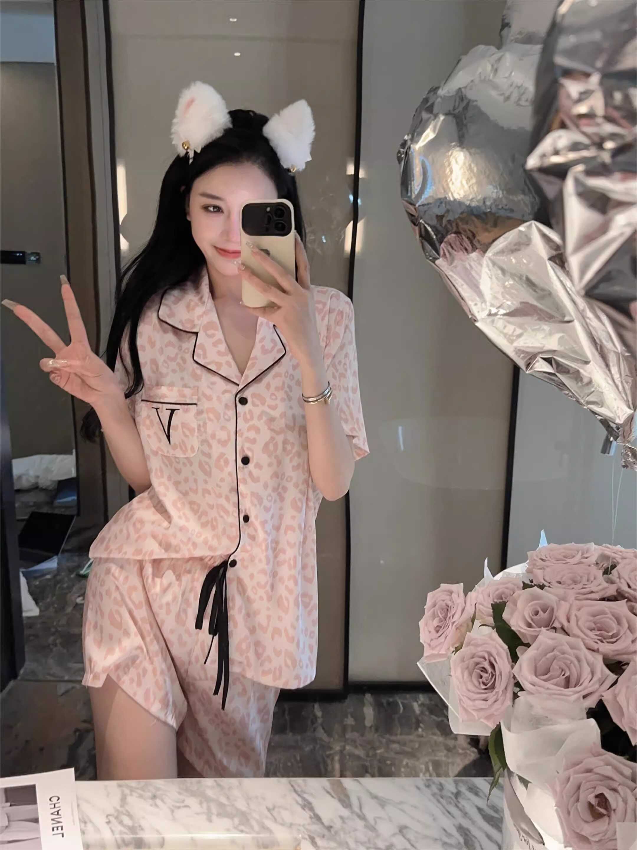 真丝夏天轻奢慵懒风豹纹睡衣女