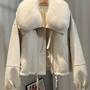 年轻款 短款 鸭绒服皮草外套 新款 海宁仿狐狸毛大毛领羽绒服2024冬季