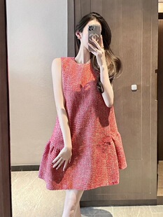 夏季新款时尚气质名媛小香风连衣裙女法式高级感小个子无袖背心裙