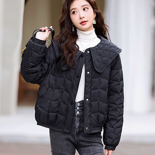 2025冬季新款洋气短款小香风羽绒服女小个子娃娃领减龄轻薄羽绒服