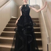 黑色晚礼服女轻奢小众高端气质大气高级感宴会主持人成人礼晚宴裙