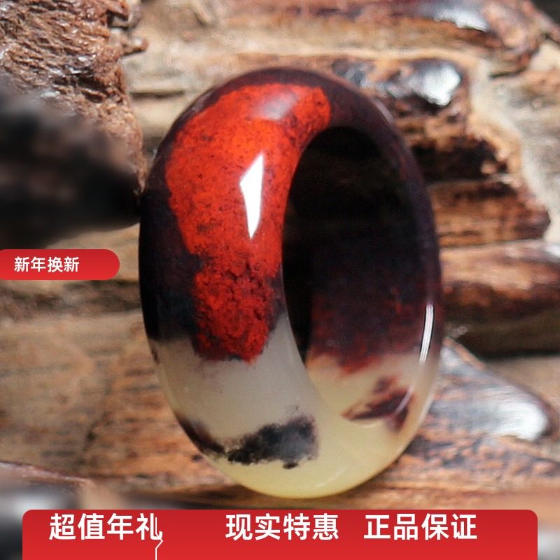 天然玉石戒子鸡血石桂林鸡血玉戒指单戒情侣对戒圈男女款指环尾戒