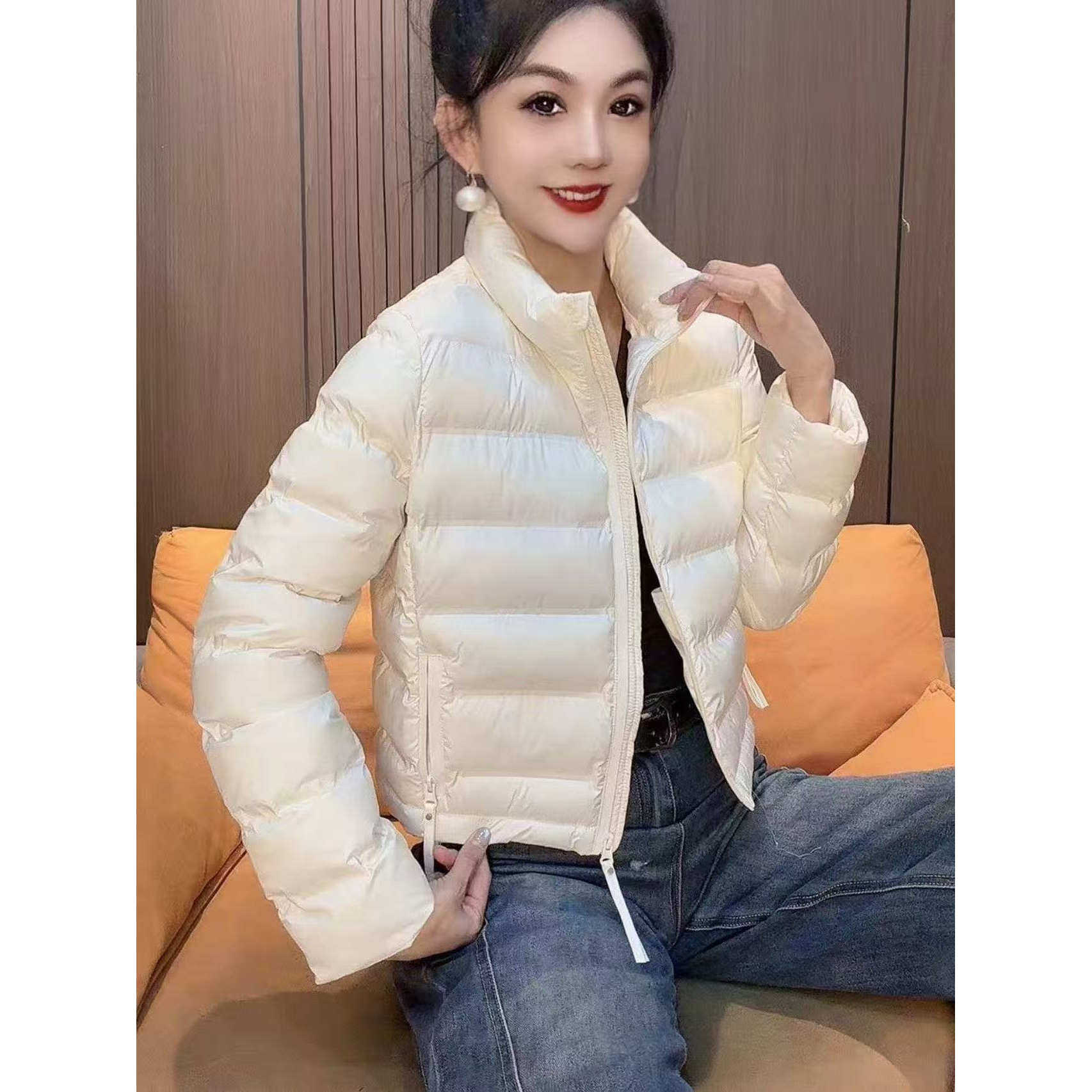 韩版立领短款加厚保暖棉服女