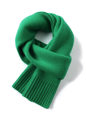 绿色潮流围巾冬季女2025新款百搭加厚保暖针织纯色围脖高级感礼物