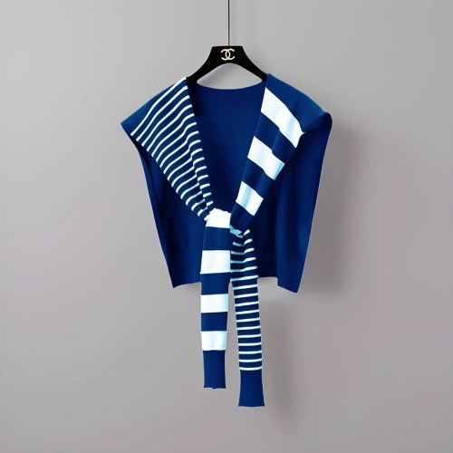 2026条纹针织打结外搭小披肩