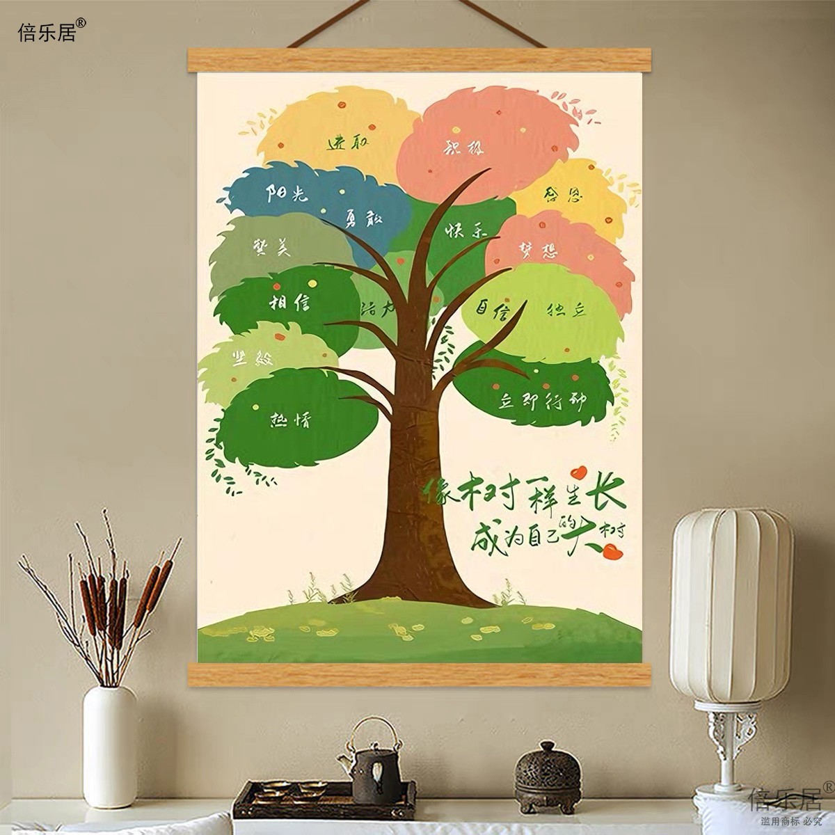 积极能量树装饰画卧室书房挂画治愈系文字成为自己大树正能量墙画图片
