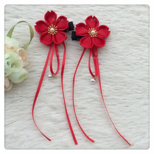 网红手工发饰和风樱花飘带发夹儿童配饰品和服头饰抖音快手爆款