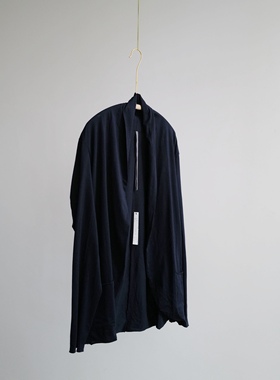 ATTACHMENT 春夏深蓝色纯棉堆叠领开衫外套