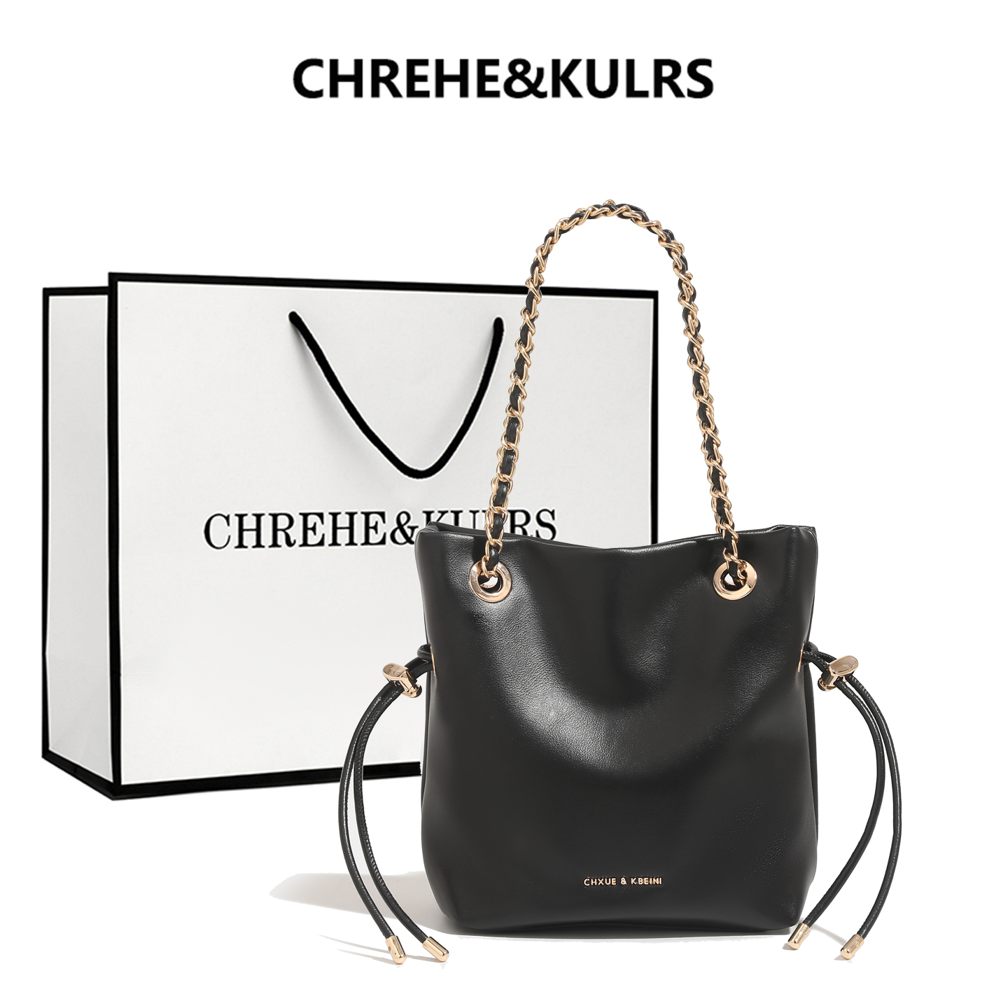 CHREHE&KULRS牛皮水桶包女