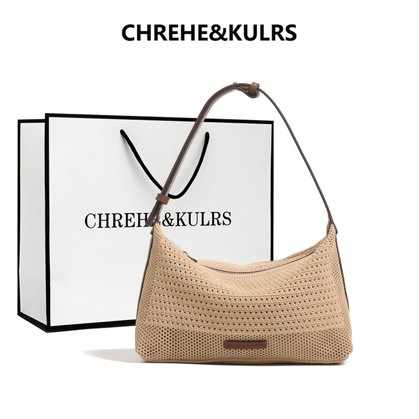 CHREHE&KULRS轻便编织腋下包女