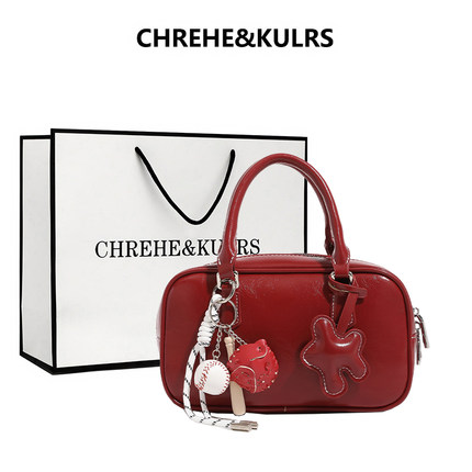 CHREHE&KULRS高级感红色新娘结婚包包女小众设计手提包单肩斜挎包