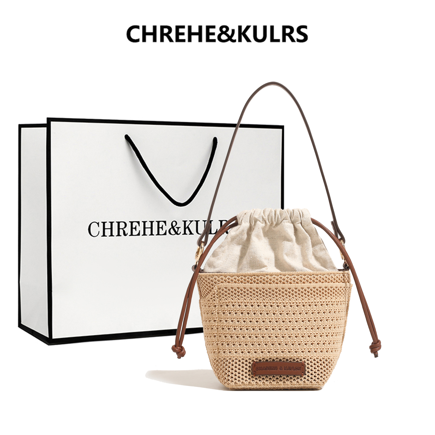 CHREHE&KULRS镂空编织水桶包