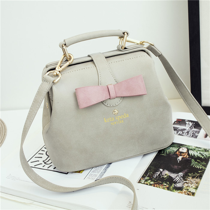 Women's Handbags 2016 Spring and summer new candy color doctor bag Bow bow handbag hit color small bag Shoulder Messenger Bag