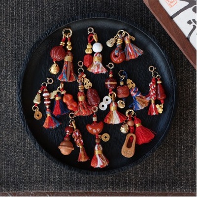 南红玛瑙桃木多款小提溜吊坠手工DIY文玩饰品手链包挂挂件配饰